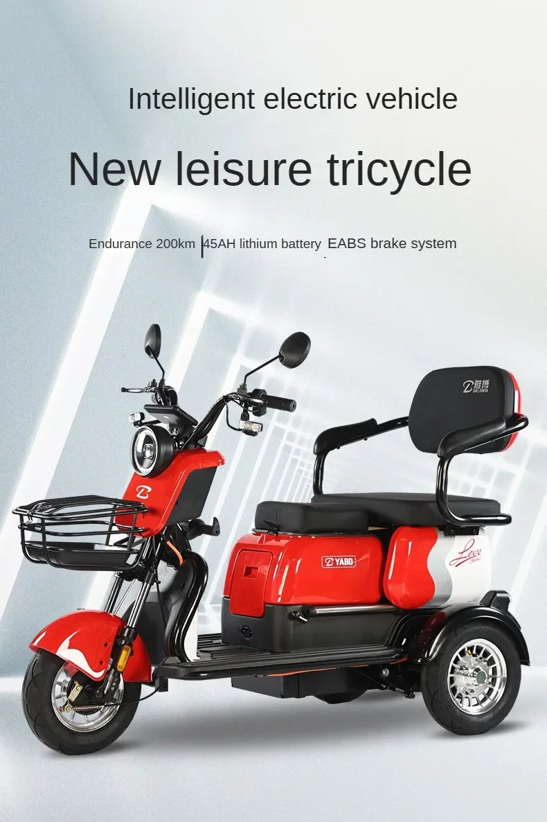 3-Wheel Electric Mobility Scooter for Adults, Long-Range Tricycle