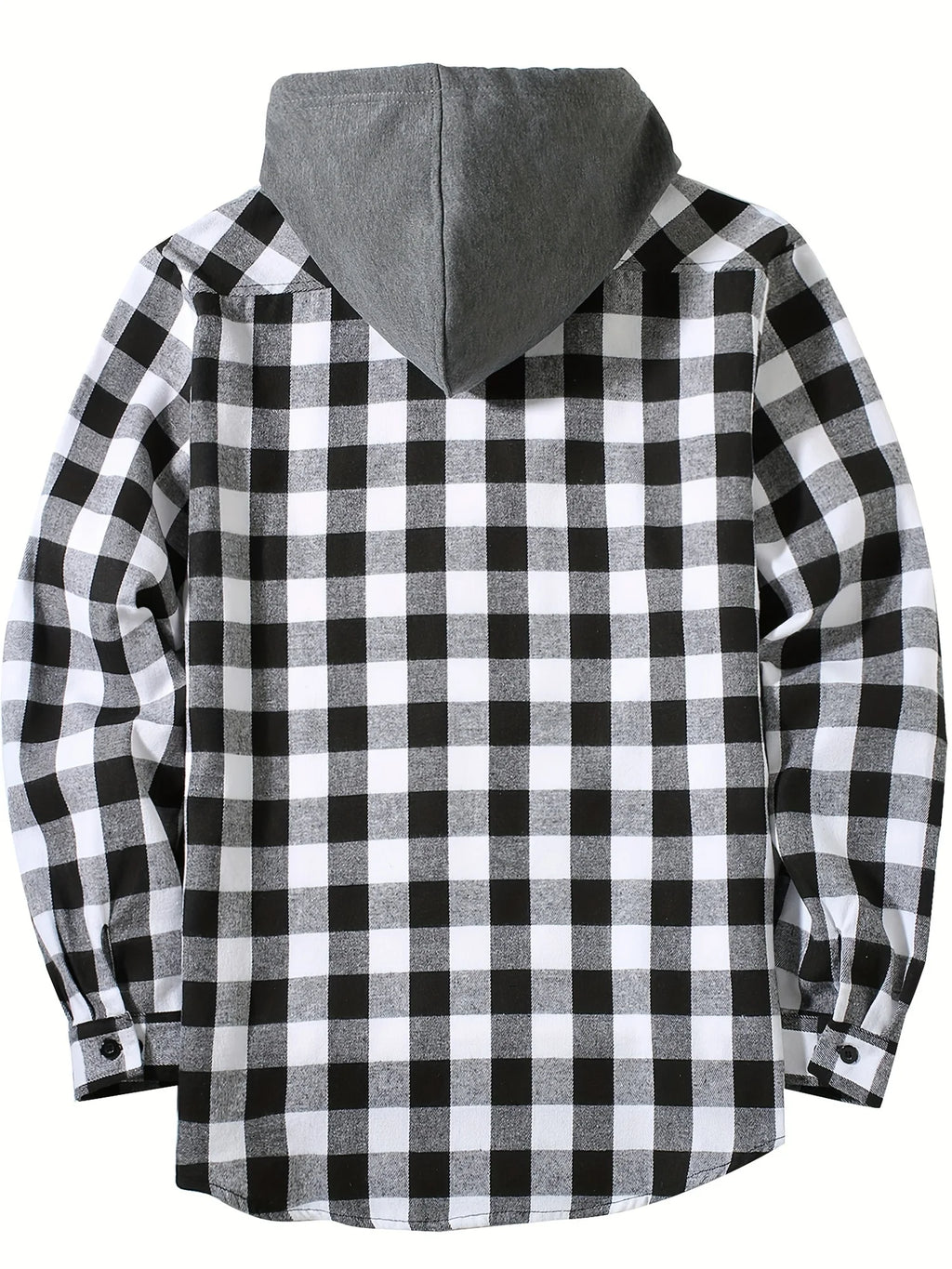 Men's Plaid Hooded Long Sleeve Shirt — Casual Flannel-Style Shirt Jacket