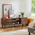 Wooden Fireplace TV Stand for 60" TVs — Entertainment Center with Adjustable Shelf & Storage