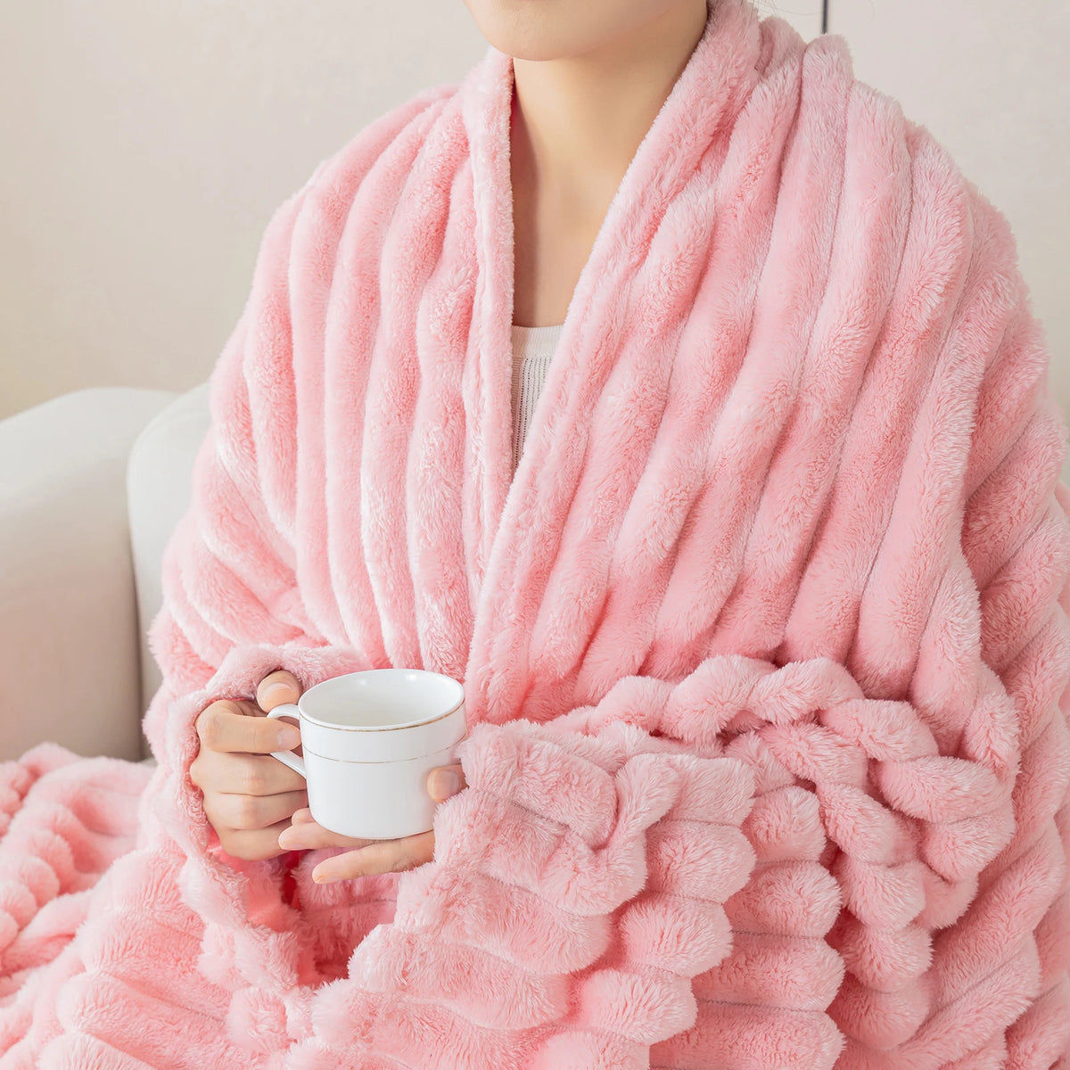 Soft Flannel Blanket – Warm Nap Throw in Multiple Colors, Christmas Gift Blanket