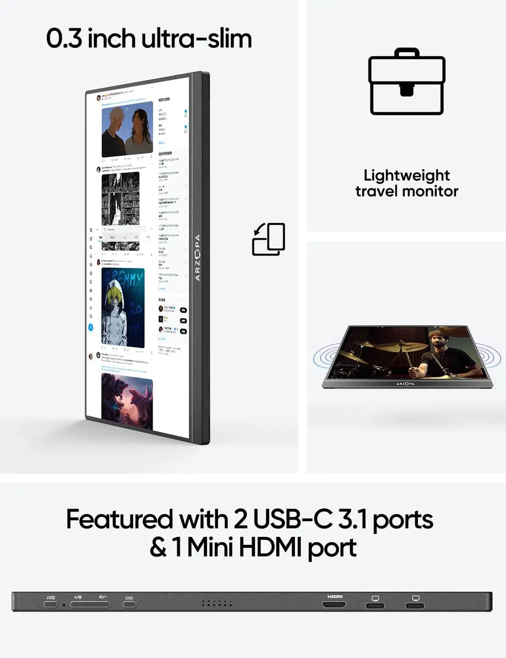 15.6-Inch Portable Monitor – Full HD IPS & Aluminum Housing