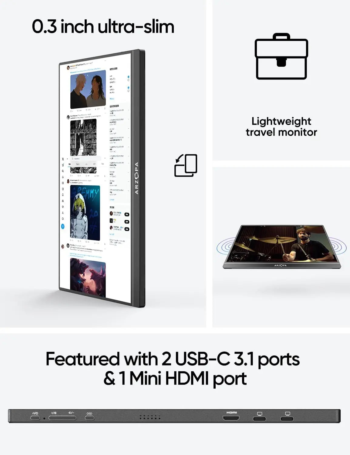 15.6-Inch Portable Monitor – Full HD IPS & Aluminum Housing