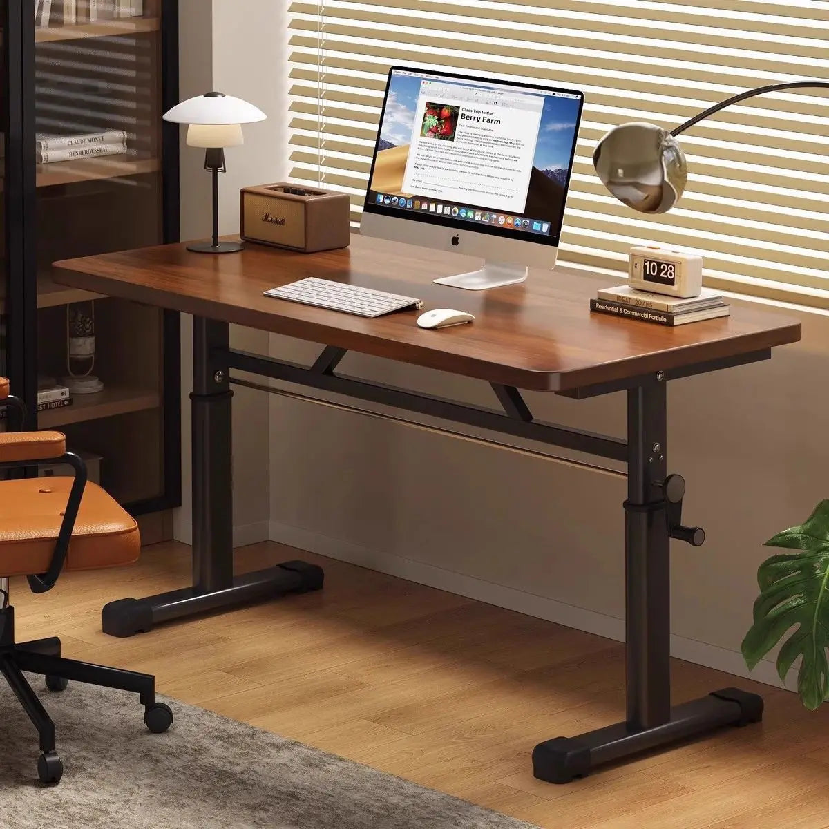 Manual Crank Height-Adjustable Computer Desk — Ergonomic Study Table, 65–95cm, Multiple Finishes