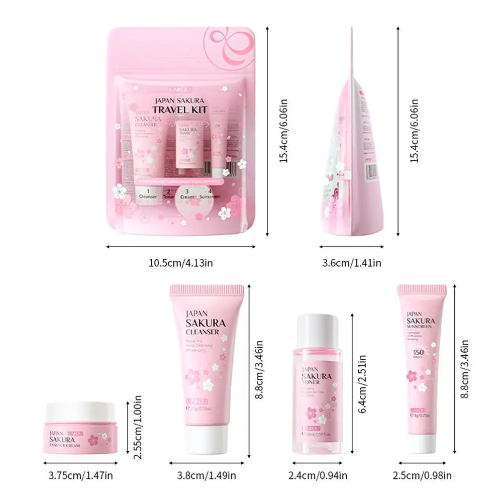Sakura Skincare Gift Set – Cleanser Toner Serum Eye Cream & Sunscreen