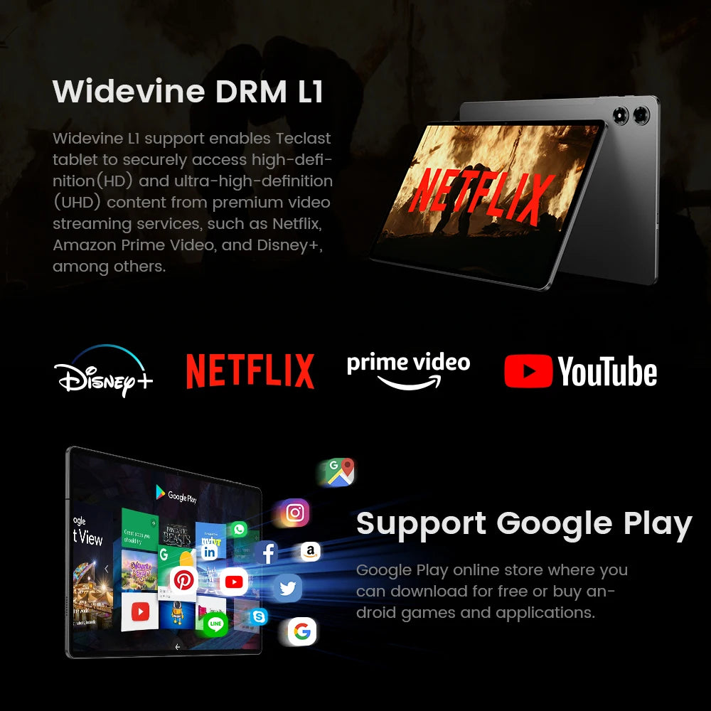 Teclast T50 Plus 11" Android 16 Tablet – 8GB RAM, 128GB, 120Hz, 4G LTE, Widevine L1