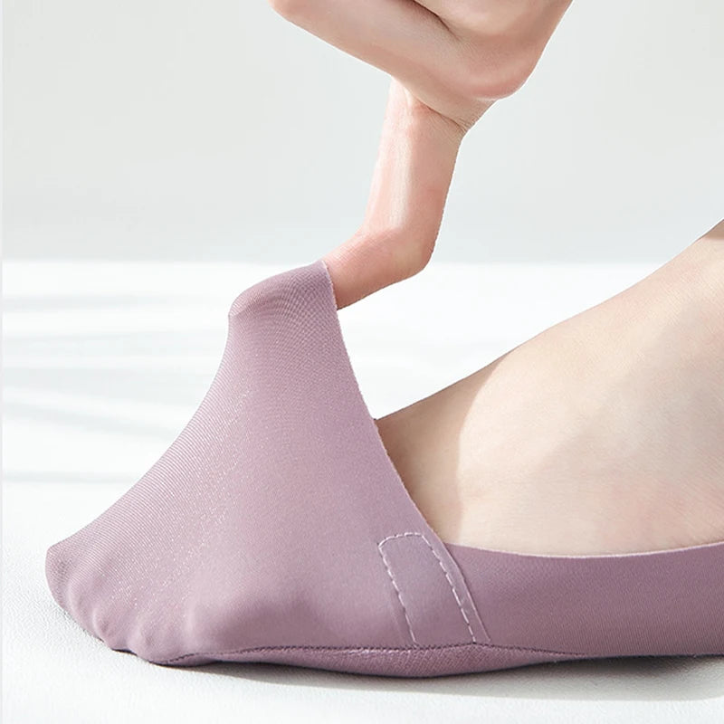 Women's Cotton No-Show Socks – Silicone Grip, 5 Pairs