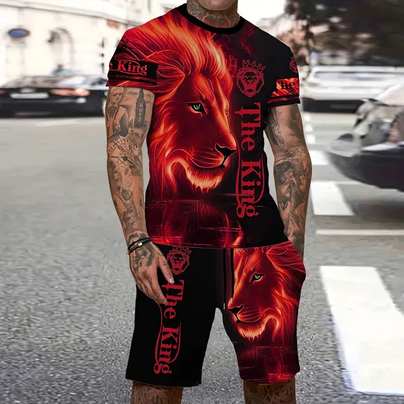 Men's 3D Tiger Print O-Neck Short Sleeve T-Shirt & Shorts Set – Cool Personalized Streetwear