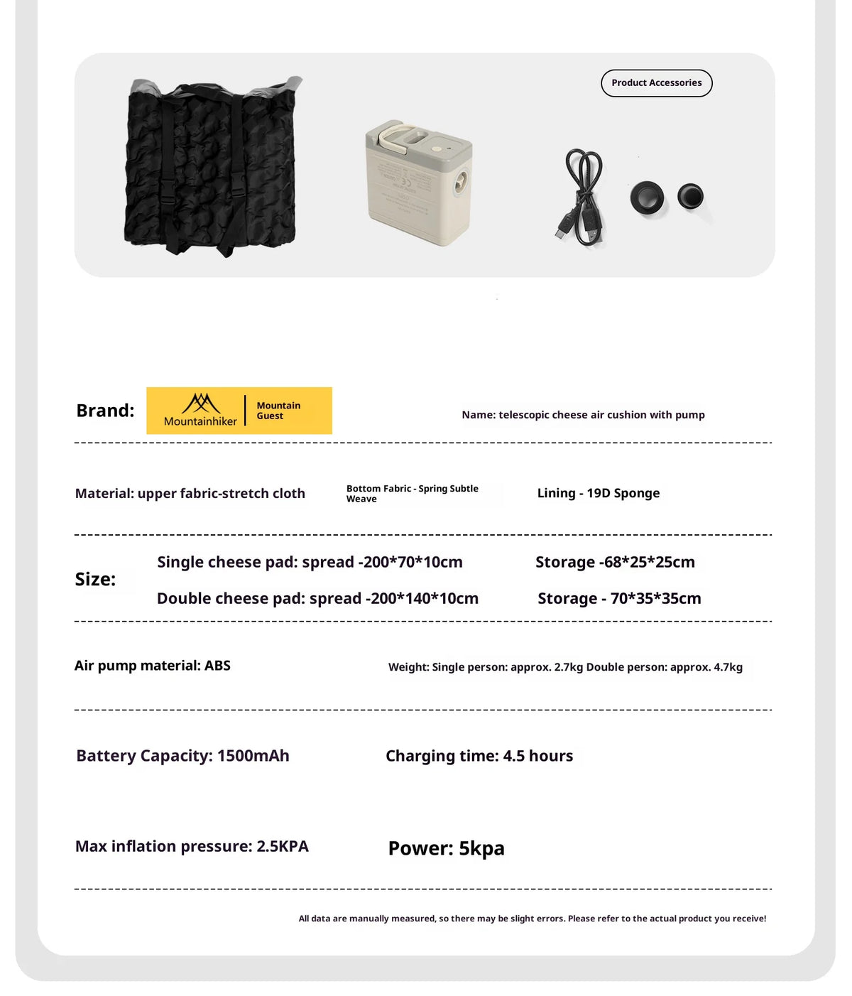 Thickened Sponge Camping Mattress – Portable Outdoor Pad with Integrated Air Pump, Self-Inflating
