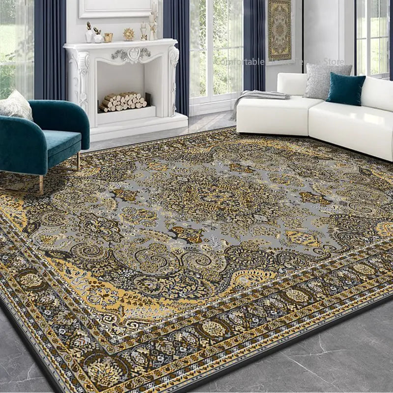 Persian Style Large Area Carpet – Retro Non-Slip Washable Rug for Living Room & Bedroom