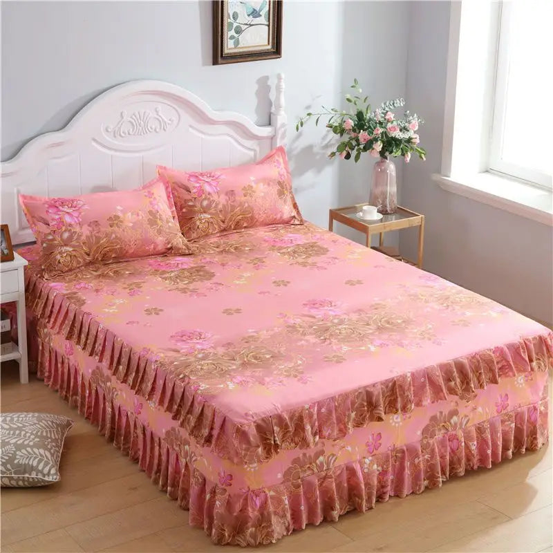 Cotton Quilted Bed Skirt – Double-Thickened Non-Slip Breathable Mattress Cover