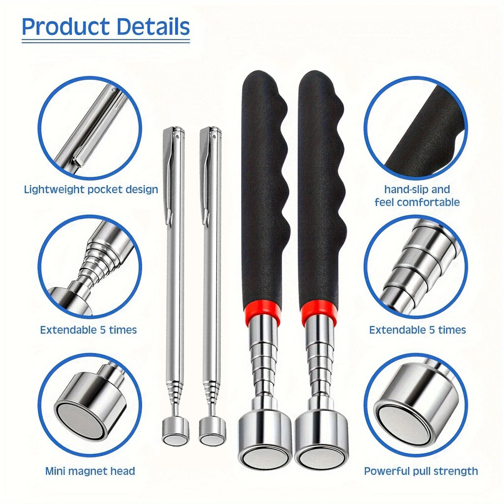 Reach the Unreachable. — Telescopic Magnetic Pick-Up Tool | Extendable Magnet for Hard-to-Reach Areas, 1pc & 2pc