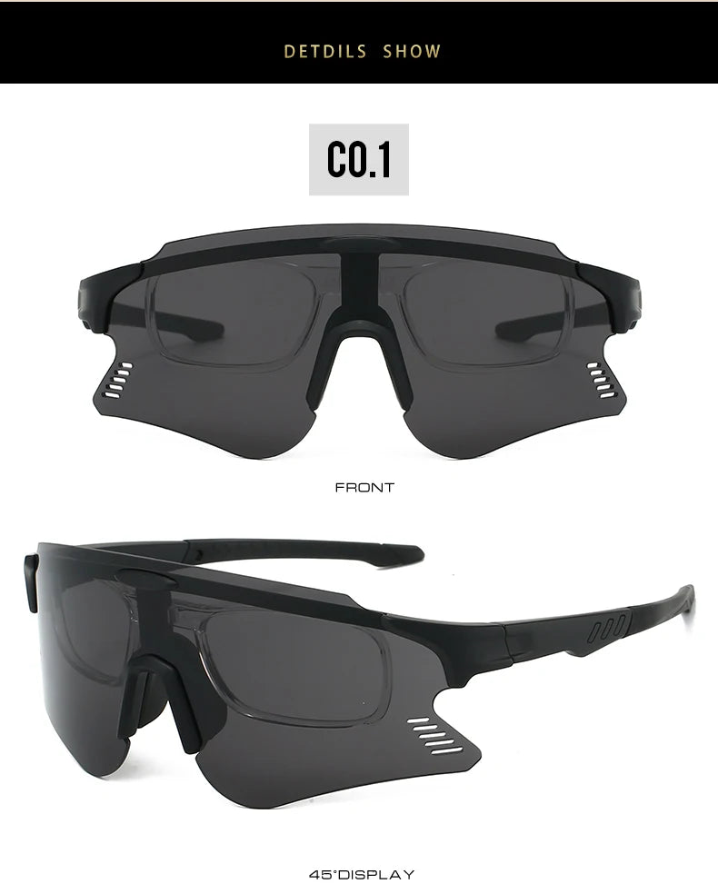 KAMMPT Oversized Sports Cycling Sunglasses | Mirror Anti-UV Windproof Protective Shades for Men & Women