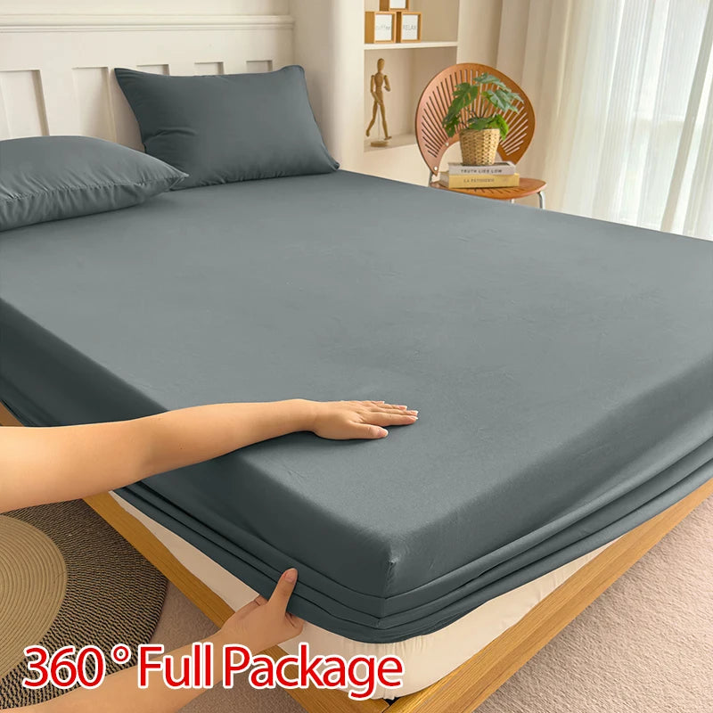 Fitted Bed Sheet with Elastic Band – Solid Color, 90-180x200cm, 100% Polyester, Single to King