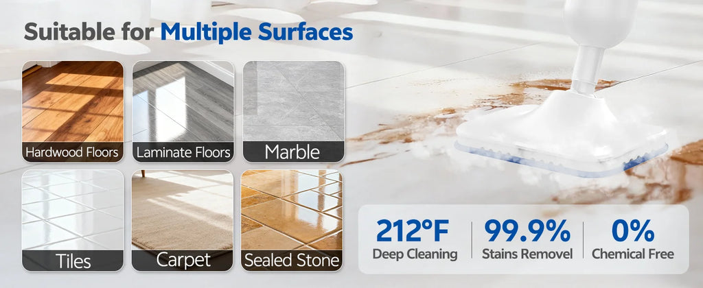 INSE 6-in-1 Powerful Steam Mop — High-Temperature Detachable Scrubbing Steam Cleaner for Hard Floors, Carpet & Kitchen