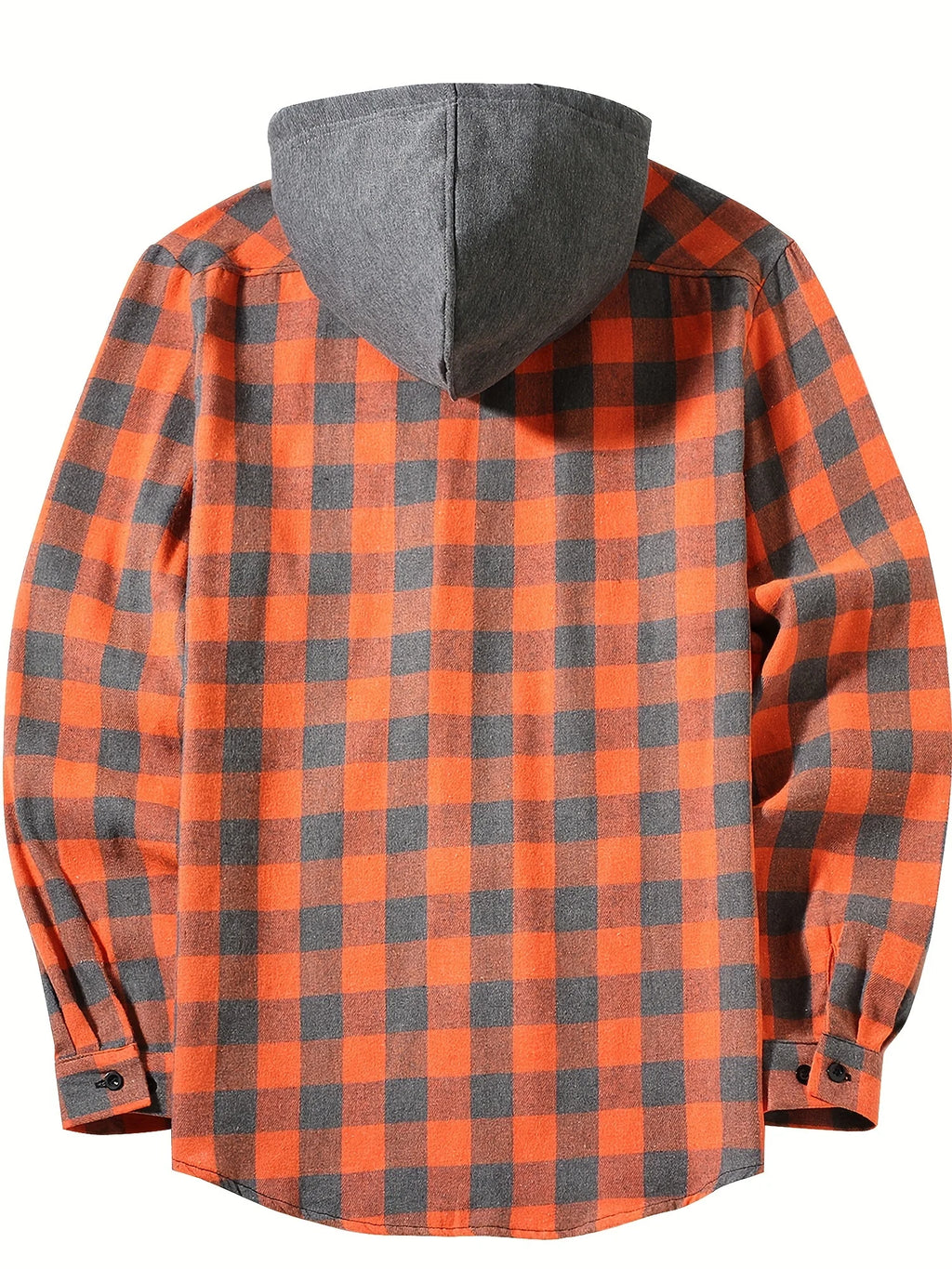 Men's Plaid Hooded Long Sleeve Shirt — Casual Flannel-Style Shirt Jacket