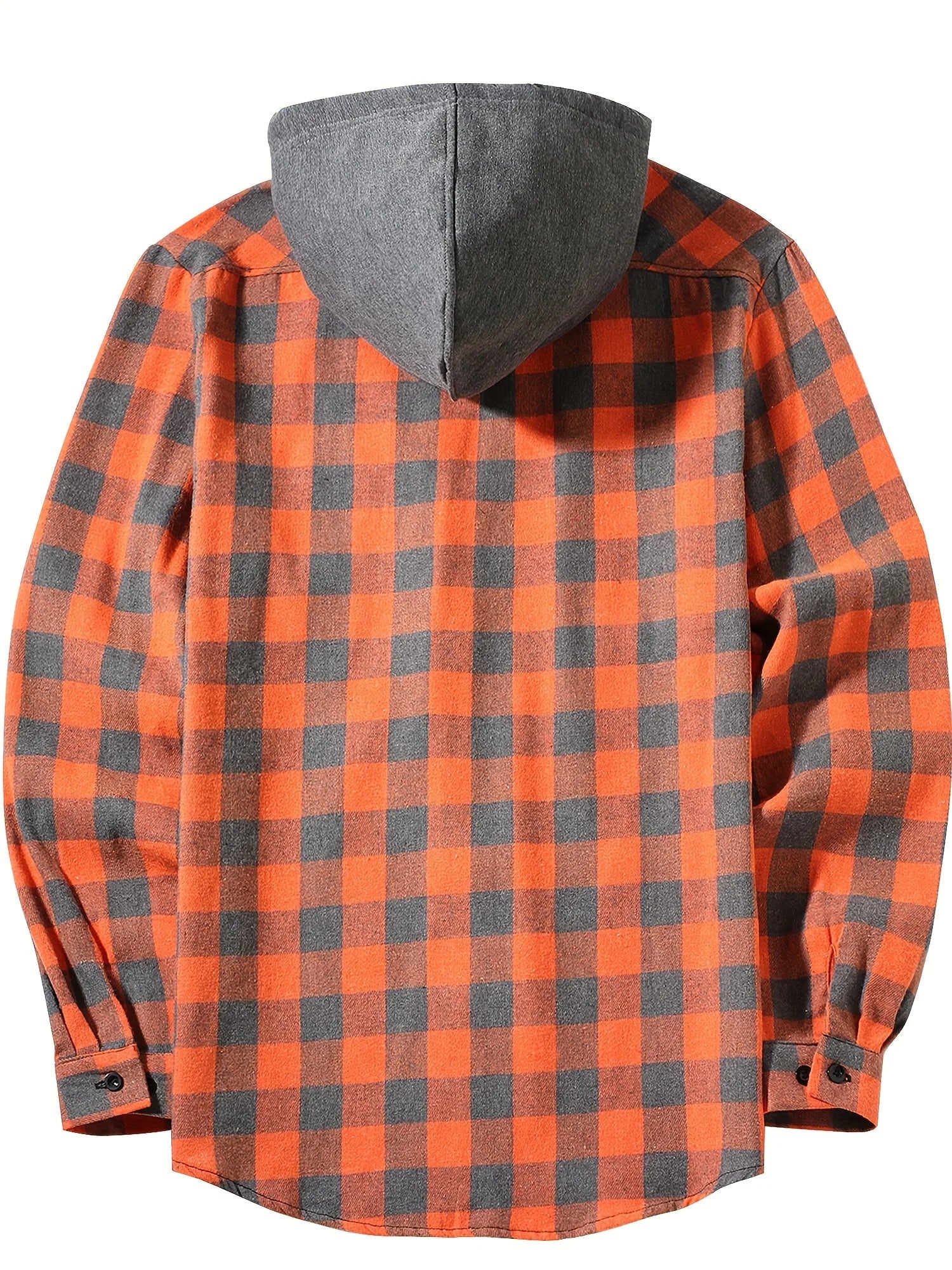 Men's Plaid Hooded Long Sleeve Shirt — Casual Flannel-Style Shirt Jacket