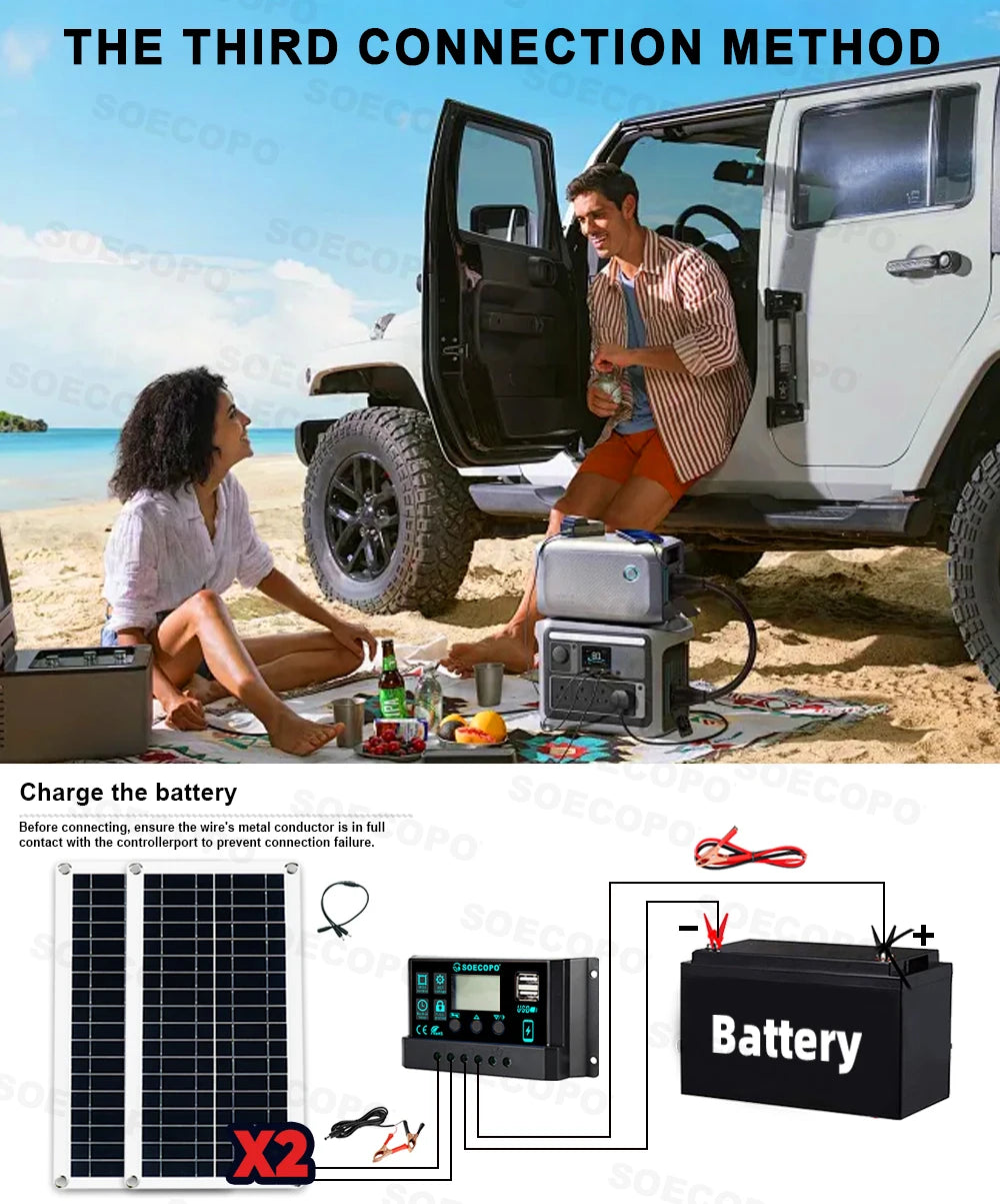SOECOPO 6000W Solar Power System Kit – 200W x2 Panels, DC to AC Inverter, 100A Controller for Home & Camping