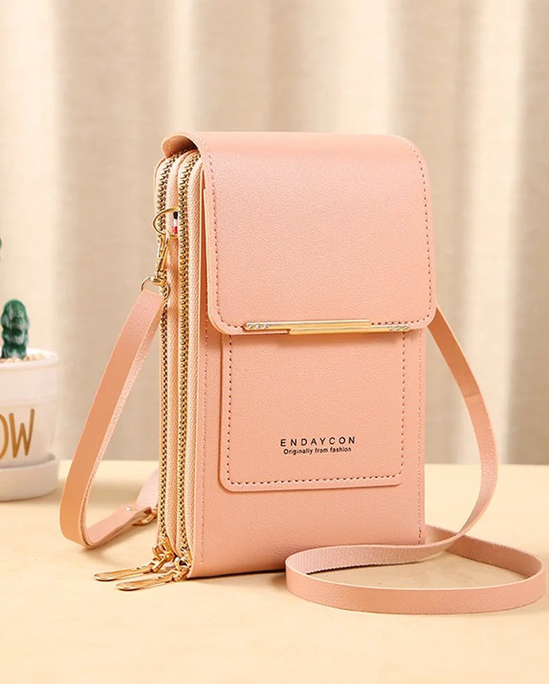 Women Crossbody Shoulder Bags Wallets Touch Screen Cell Phone Purse Soft Leather Strap Handbag for Female Luxury Messenger Bags