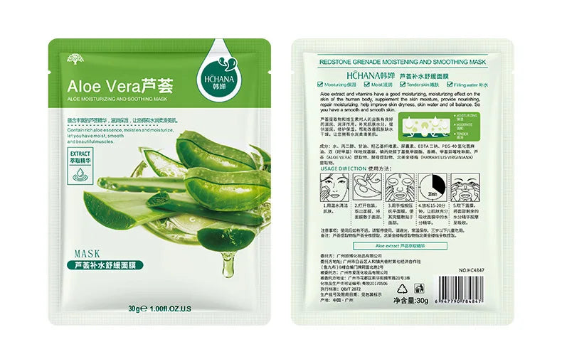 Natural Plant Aloe & Fruit Facial Sheet Masks — 10-Pack Korean Skincare