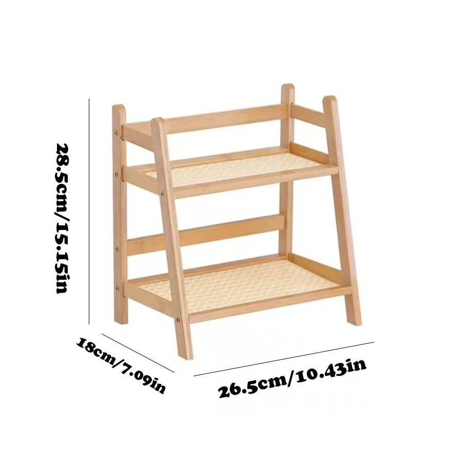2-Layer Bamboo Coffee Cup Holder & Countertop Organizer Shelf