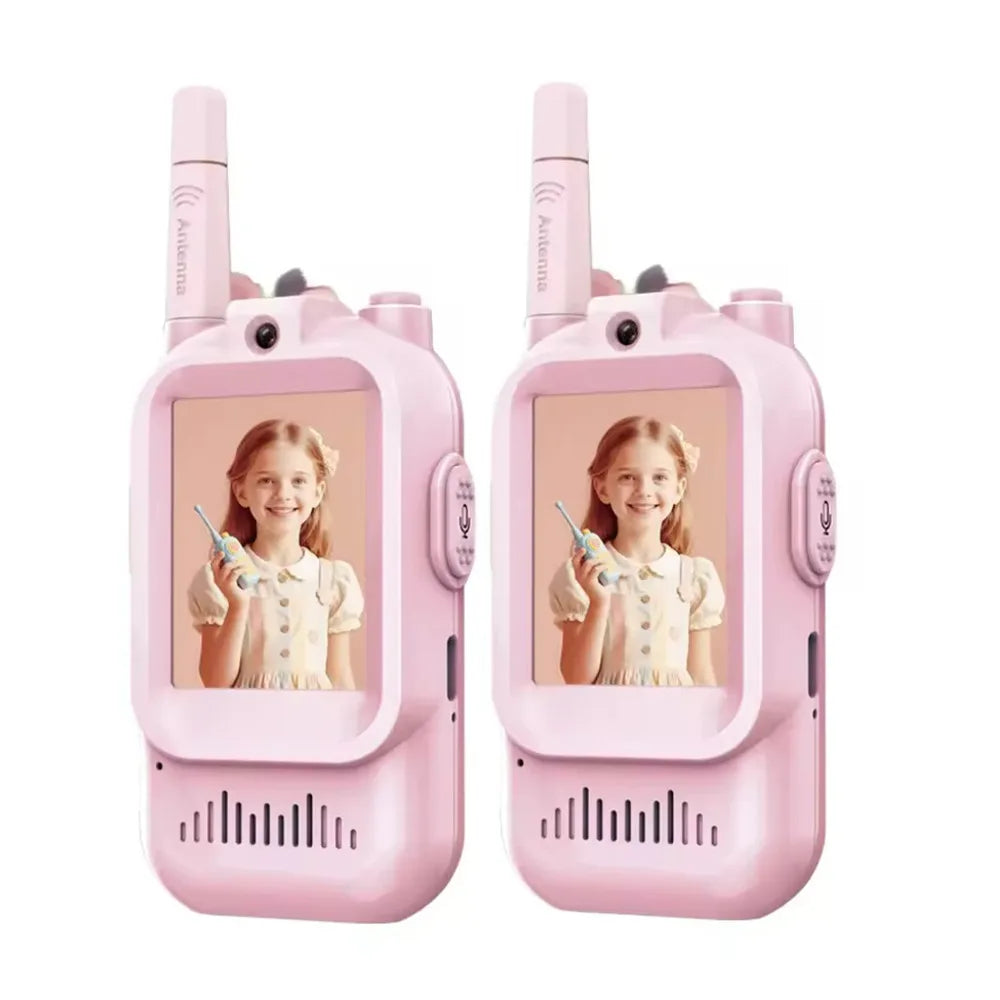 Kids Video Walkie Talkies 2-Pack – HD Screen, Face-to-Face Video, Voice Effects, 400m Range, No WiFi