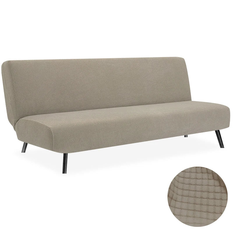 Armless Futon Sofa Bed Cover – Polar Fleece Elastic Slipcover for Folding Furniture & Bench