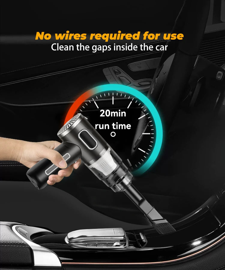 ABS Portable Wireless Car Vacuum Cleaner — Powerful Mini Cleaning Machine for Home, Carpet & Car
