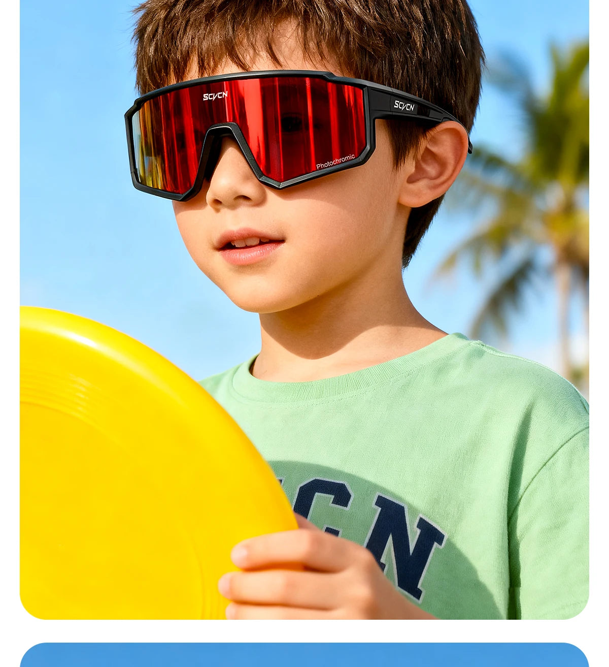 SCVCN Kids Photochromic Sport Sunglasses | UV400 Boys Girls Outdoor Skateboarding Bike Golf Eyewear