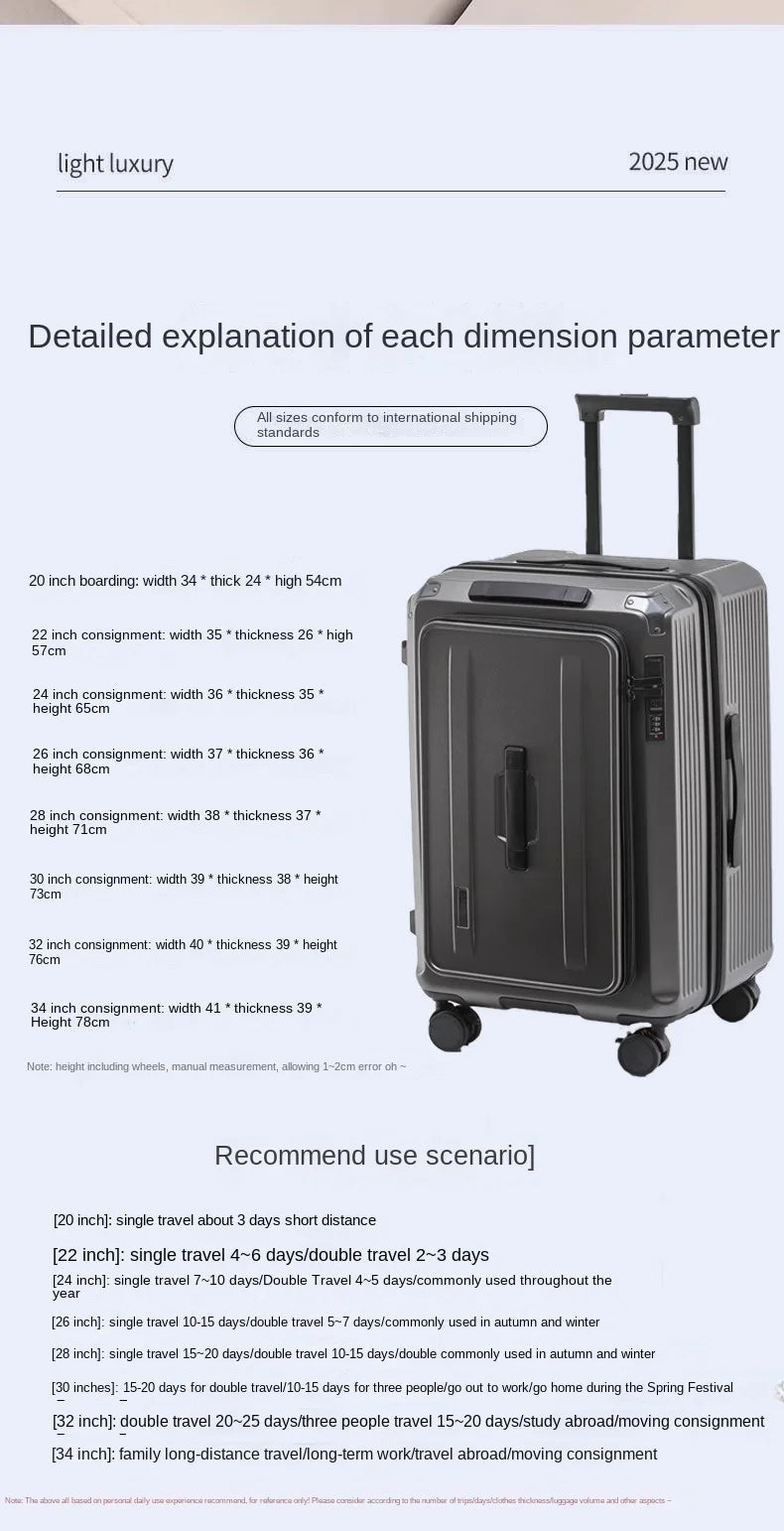 Side Opening Expandable Suitcase – Large Capacity PC Hardside with Brake & 5-Wheel Spinner 20–34"