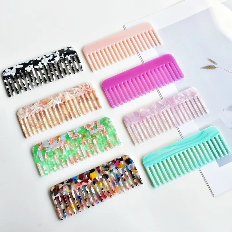 Wide Teeth Acetate Hair Combs – Anti-Static Portable Colorful Styling Comb for Salon & Travel
