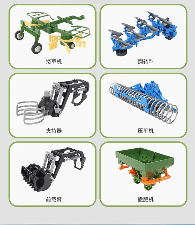 Farm Tractor Toy with Trailer & Accessories – Simulation Farmer Vehicle Set for Kids