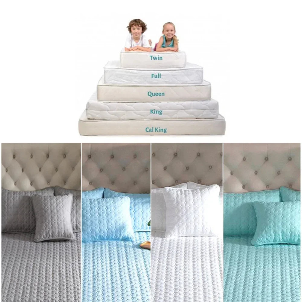 5-Sided Embossed Cotton Quilted Mattress Protector – Washable Anti-Mite Topper, Multiple Sizes