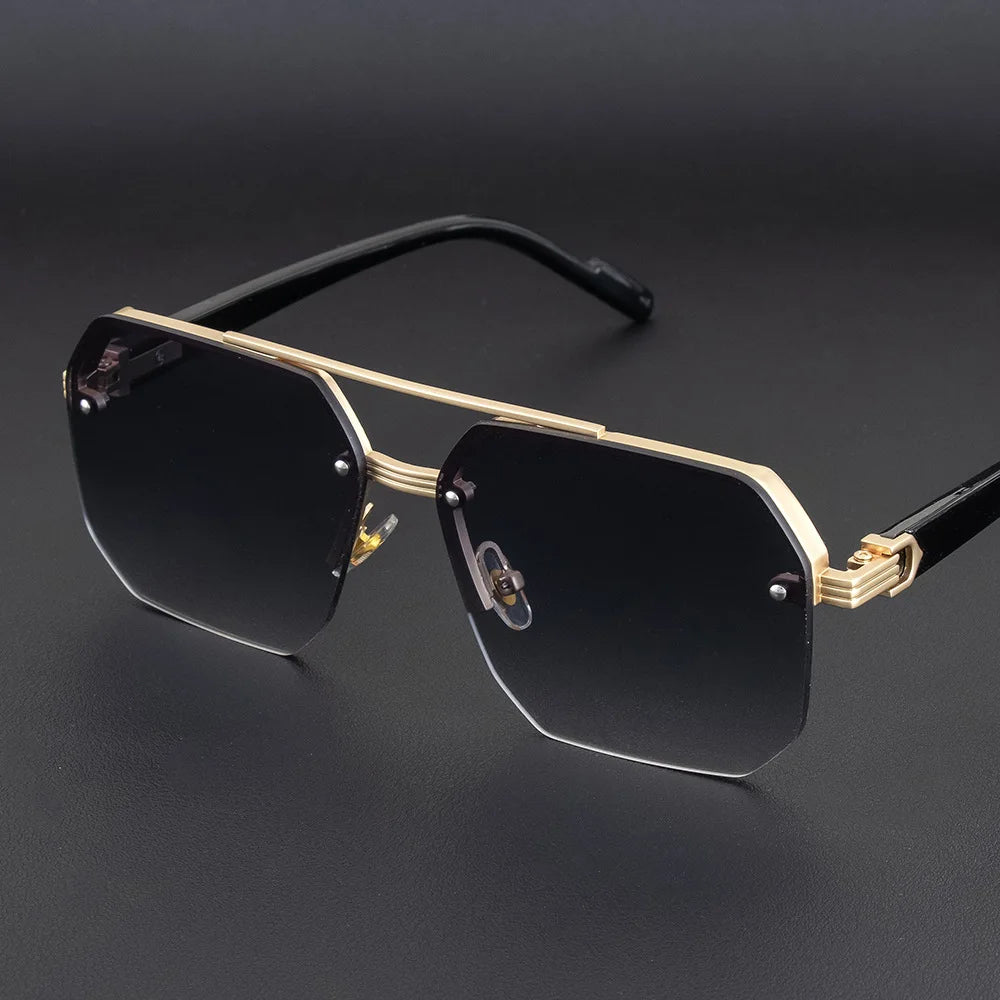 Men's Square Half-Frame Metal Sunglasses – UV400 Photochromic Retro Fashion Eyewear, 5 Lens Colors