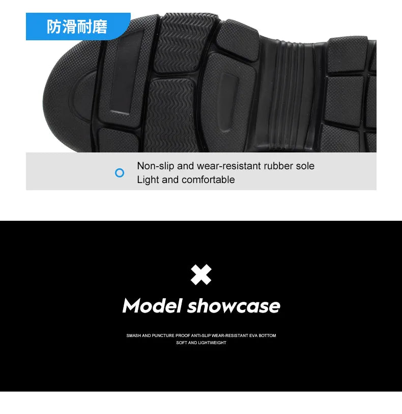 Steel Toe Safety Work Boots — Hollow Breathable Unisex Anti-Slip Construction Boots