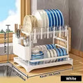 2-Tier 360° Rotating Dish Drying Rack — No-Drill Metal Kitchen Organizer with Utensil Holder & Drainboard