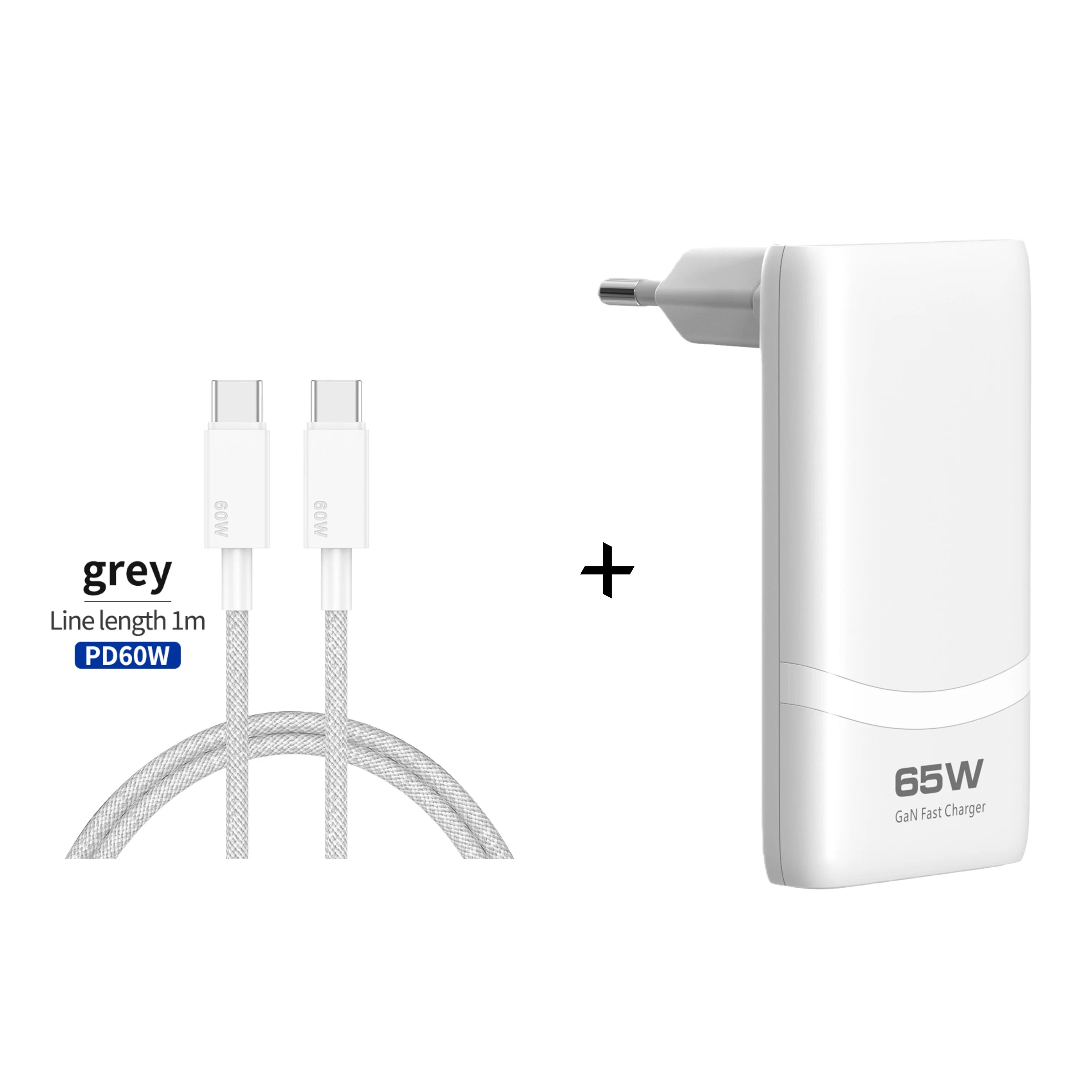 65W Flat GaN USB-C Charger — Ultra-Slim Fast Charging Adapter for Laptop, Phone & Tablet