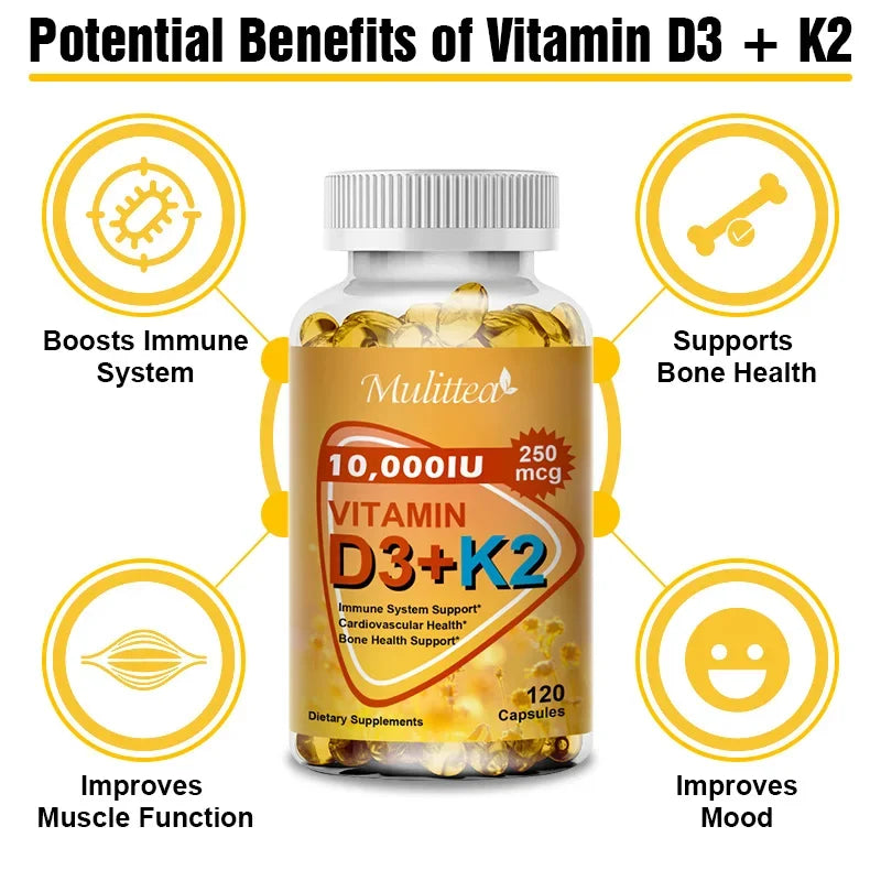 Calcium, Magnesium, Zinc & D3K2 Capsules – Bone, Muscle, Joint & Immune Support, 60 or 120 Capsules
