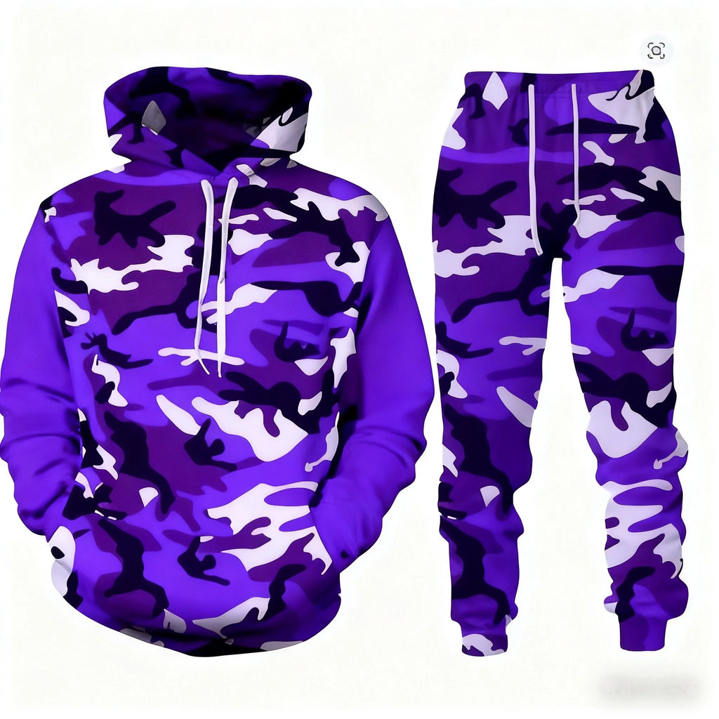 Men's Santa Claus 3D Print Hoodie & Pants Jogging Set – Camouflage Co-Ord