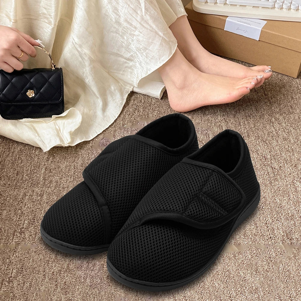 Unisex Wide Diabetic Sneakers – Plush Lining Lightweight Edema Shoes with Hook & Loop for Plantar Fasciitis