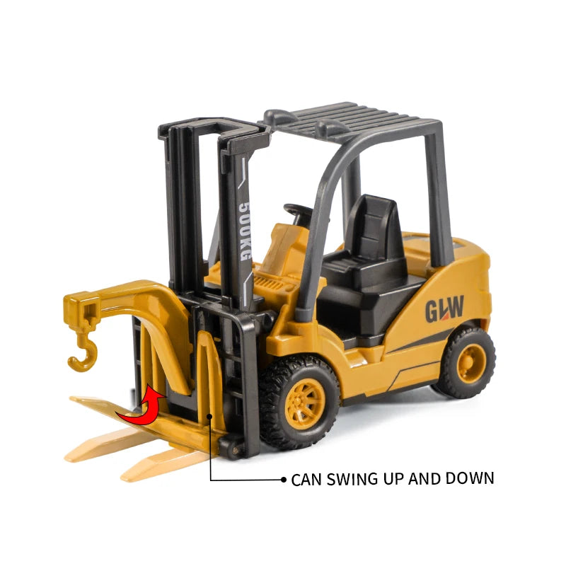 Die-Cast Engineering Vehicle Toy – Excavator, Crane, Bulldozer & Backhoe for Kids