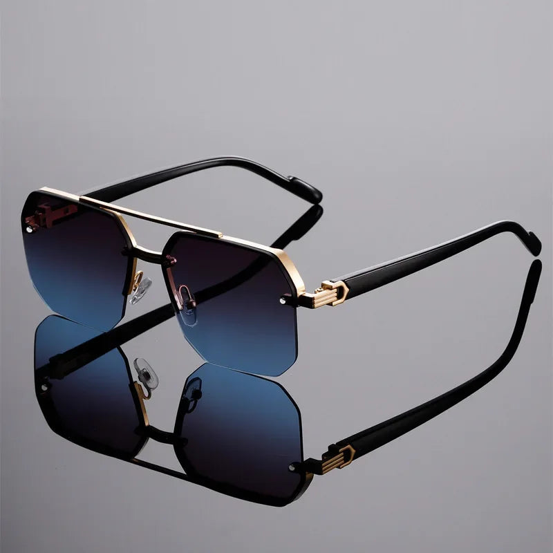 Men's Pilot Flat Top Half Frame Sunglasses | UV400 Classic Travel Casual Vintage Shades