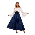 Medieval Renaissance Costume Dress — Off-Shoulder Victorian Queen Outfit with Waist Corset