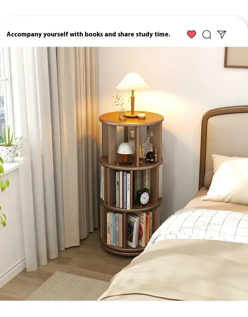 Vintage Rotating Bookcase – Compact Wooden Miniature House Display Shelf
