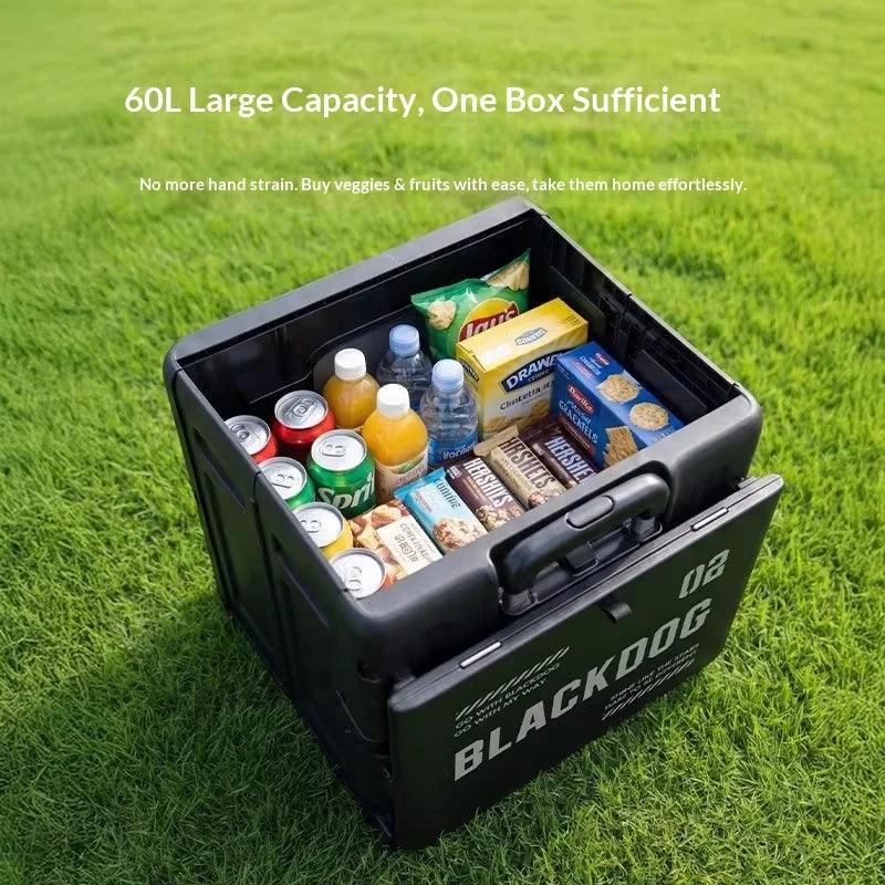 60L Foldable Storage Cart Wagon — 3-Speed Telescopic Handle & 360° Silent Wheels