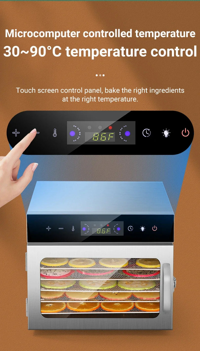 6–18 Layer Touch Screen Food Dehydrator — Intelligent Air Drying for Fruits, Meat & Jerky