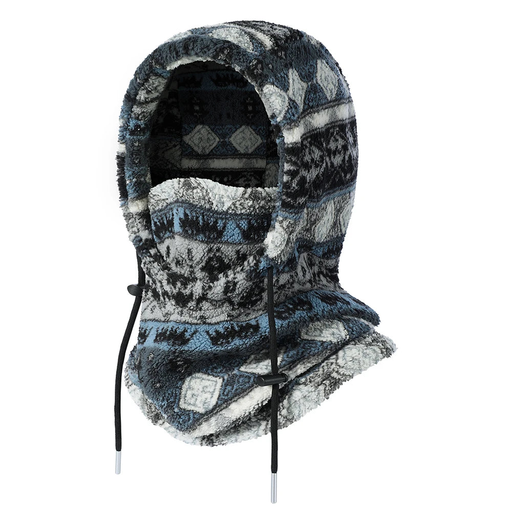 Fleece Balaclava Hood with Drawstring and Neck Warmer