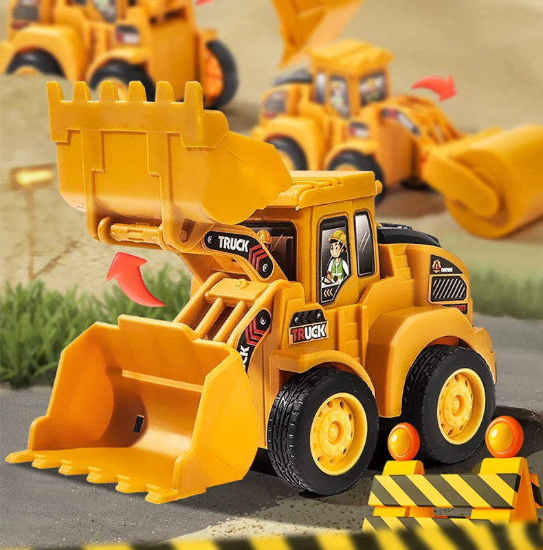 Press & Slide Construction Vehicle Toy – Excavator, Bulldozer & Road Roller for Kids