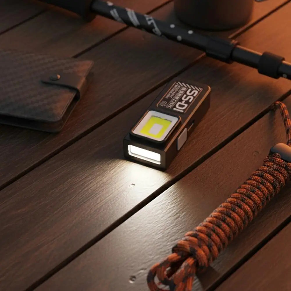 Mini COB LED Keychain Flashlight – USB-C Rechargeable, 5-Mode, IPX6 Waterproof EDC Pocket Light