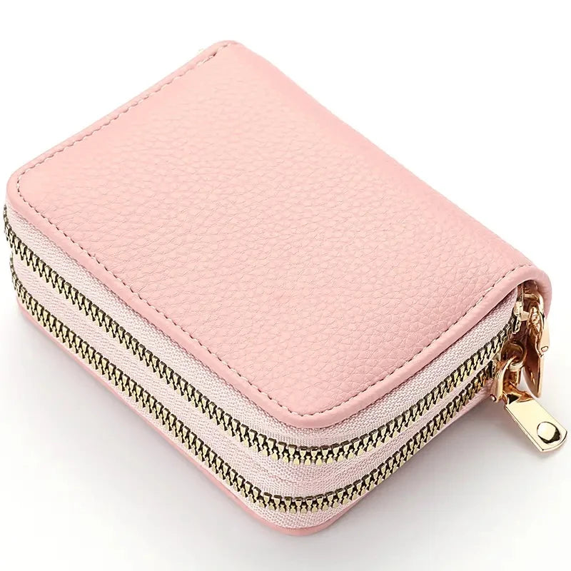 Women's Double Zipper Short Wallet – Fashion Credit Card Holder with Large Capacity Coin Purse