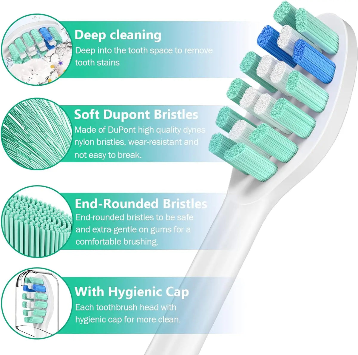 Philips Sonicare Compatible Replacement Toothbrush Heads – 4 to 16 Pack, Indicator Bristles, Deep Clean